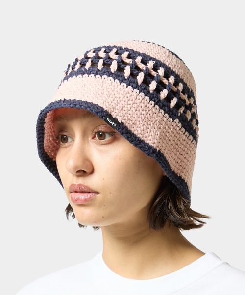 HUF（ハフ）の「DUAL MESH CROCHET HAT（ハット・メンズ・ブラック/ピンク系その他/オリーブ・O/S）」の4枚目の写真
