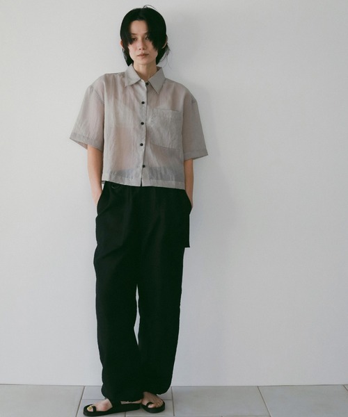 anuke（アンヌーク）の「Sheer Halfsleeve Shirts（シャツ/ブラウス・レディース・ブルー系その他/チャコールグレー・FREE）」の11枚目の写真