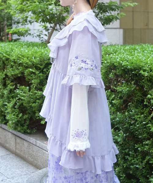 紫陽花刺繍フリルガウン（カーディガン/ボレロ）｜axes femme