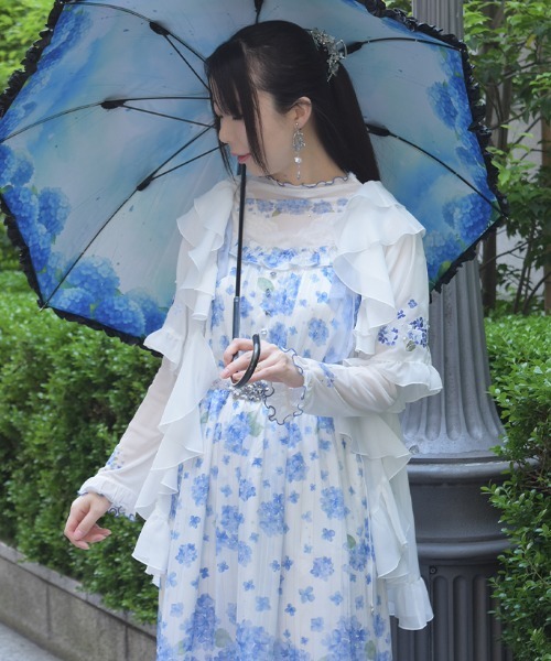 紫陽花刺繍フリルガウン（カーディガン/ボレロ）｜axes femme