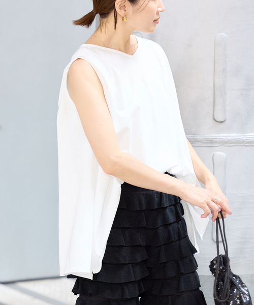 IENA(イエナ)の「オーガニックコットン テントラインプルオーバー(Tシャツ/カットソー・レディース・ブラック/ブラウン/ホワイト・FREE)」の2枚目の写真