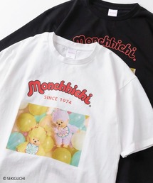 【98】【Monchhichi/モンチッチ】フロント&バックプリント クルーネックTシャツ/ベビチッチ/ロゴワンポイント/レディース