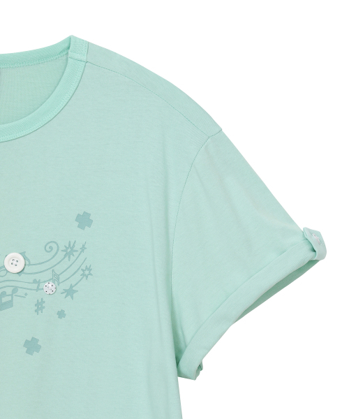 BAUF（バウフ）の「ロールアップメロディオーバーサイズTシャツ[ミント]（Tシャツ/カットソー・レディース・その他・FREE）」の14枚目の写真