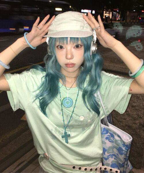 BAUF（バウフ）の「ロールアップメロディオーバーサイズTシャツ[ミント]（Tシャツ/カットソー・レディース・その他・FREE）」の20枚目の写真