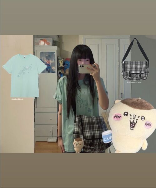BAUF（バウフ）の「ロールアップメロディオーバーサイズTシャツ[ミント]（Tシャツ/カットソー・レディース・その他・FREE）」の5枚目の写真