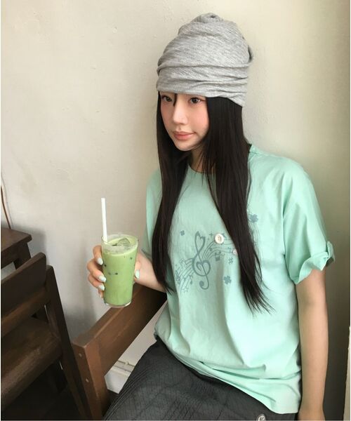 BAUF（バウフ）の「ロールアップメロディオーバーサイズTシャツ[ミント]（Tシャツ/カットソー・レディース・その他・FREE）」の8枚目の写真
