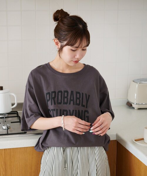 DISCOAT(ディスコート)の「【Enlude/ユニセックス】カレッジロゴドロストTシャツ(Tシャツ/カットソー・メンズ・チャコールグレー/ブラウン/グレイッシュベージュ・FREE)」の13枚目の写真