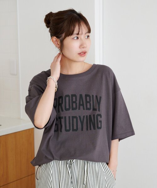 DISCOAT(ディスコート)の「【Enlude/ユニセックス】カレッジロゴドロストTシャツ(Tシャツ/カットソー・メンズ・チャコールグレー/ブラウン/グレイッシュベージュ・FREE)」の14枚目の写真