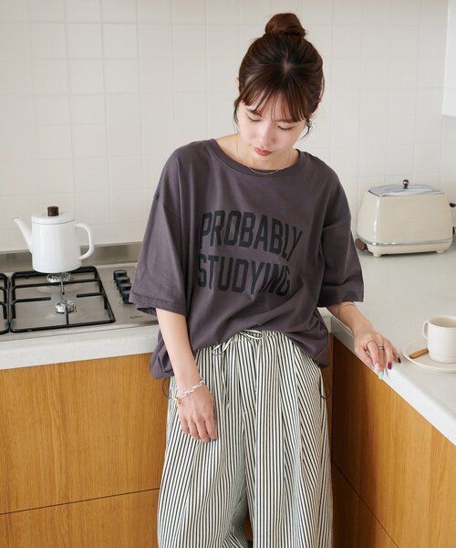 DISCOAT(ディスコート)の「【Enlude/ユニセックス】カレッジロゴドロストTシャツ(Tシャツ/カットソー・メンズ・チャコールグレー/ブラウン/グレイッシュベージュ・FREE)」の15枚目の写真