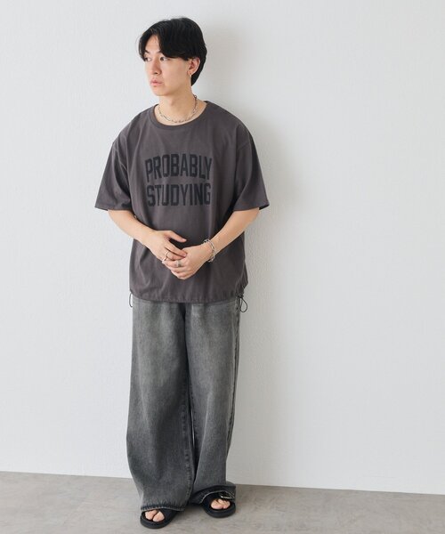 DISCOAT(ディスコート)の「【Enlude/ユニセックス】カレッジロゴドロストTシャツ(Tシャツ/カットソー・メンズ・チャコールグレー/ブラウン/グレイッシュベージュ・FREE)」の12枚目の写真