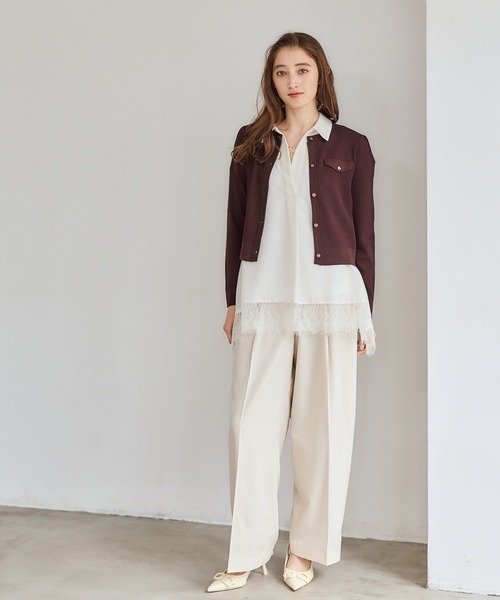 12Twelve Agenda（トゥエルブ　アジェンダ）の「裾レーススキッパーブラウス（シャツ/ブラウス・レディース・オフホワイト/ブラック/ブルー・M）」の20枚目の写真