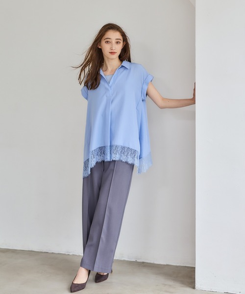 12Twelve Agenda（トゥエルブ　アジェンダ）の「裾レーススキッパーブラウス（シャツ/ブラウス・レディース・オフホワイト/ブラック/ブルー・M）」の13枚目の写真