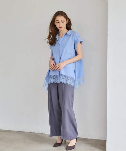 12Twelve Agenda（トゥエルブ　アジェンダ）の「裾レーススキッパーブラウス（シャツ/ブラウス・レディース・オフホワイト/ブラック/ブルー・M）」の12枚目の写真