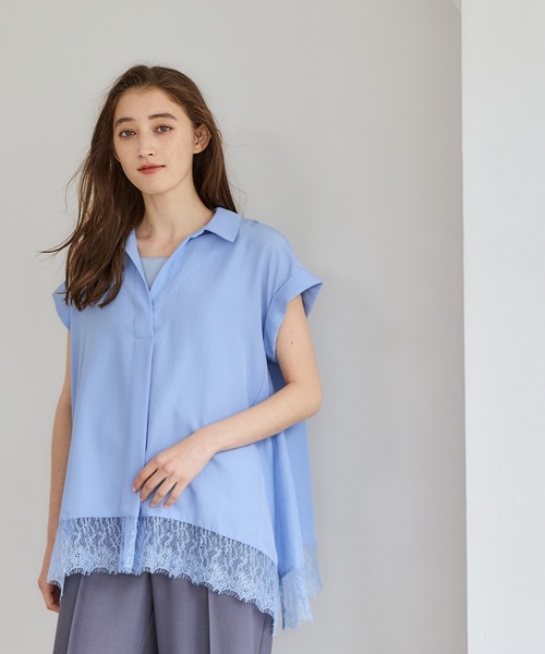 12Twelve Agenda（トゥエルブ　アジェンダ）の「裾レーススキッパーブラウス（シャツ/ブラウス・レディース・オフホワイト/ブラック/ブルー・M）」の16枚目の写真