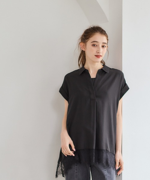 12Twelve Agenda（トゥエルブ　アジェンダ）の「裾レーススキッパーブラウス（シャツ/ブラウス・レディース・オフホワイト/ブラック/ブルー・M）」の10枚目の写真