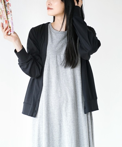 zootie(ズーティー)の「さらっと薄手で快適 UVカットカーディガン(カーディガン/ボレロ・レディース・ライトブルー/ネイビー/ブラック/ライトカーキ/オフホワイト/ラベンダー/杢グレー/ベージュ/黄土色系/スモークピンク/ミント/ライトイエロー・L-XL/M-L)」の3枚目の写真