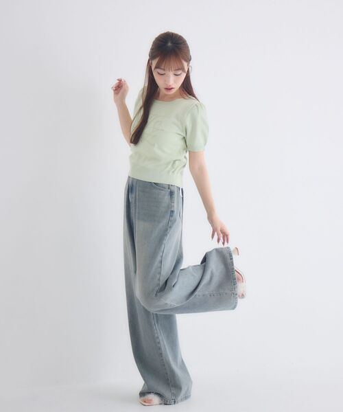 ems excite(エムズエキサイト)の「ロゴ刺繍パフ袖NT(ニット/セーター・レディース・ピンク/ナチュラル/グリーン・FREE)」の19枚目の写真