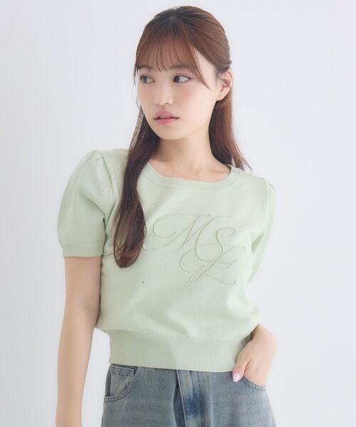 ems excite(エムズエキサイト)の「ロゴ刺繍パフ袖NT(ニット/セーター・レディース・ピンク/ナチュラル/グリーン・FREE)」の20枚目の写真