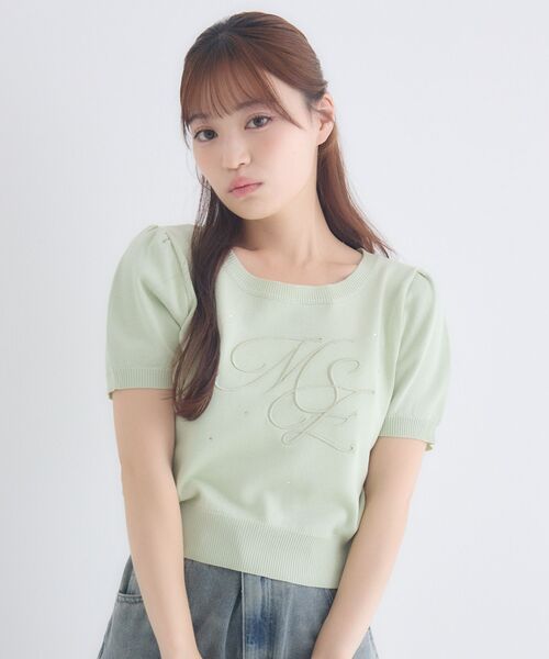 ems excite(エムズエキサイト)の「ロゴ刺繍パフ袖NT(ニット/セーター・レディース・ピンク/ナチュラル/グリーン・FREE)」の21枚目の写真