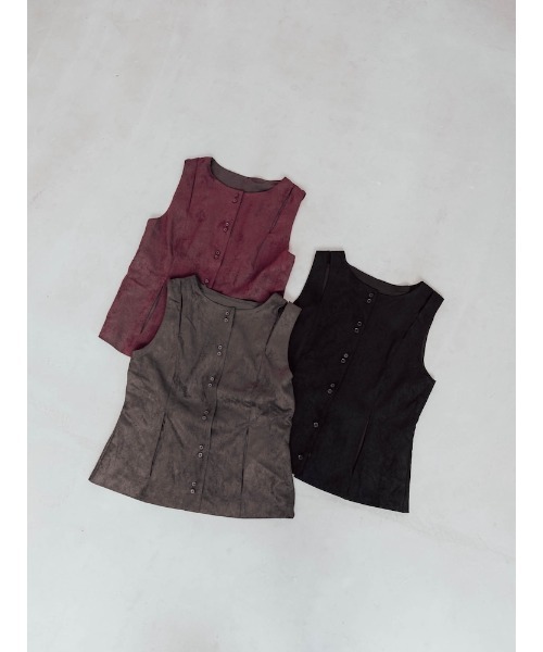 sahara(サハラ)の「【26AW PRE ORDER】Faux Suede Slit Vest(ベスト・レディース・ブラック/チャコール/ボルドー・FREE)」の20枚目の写真