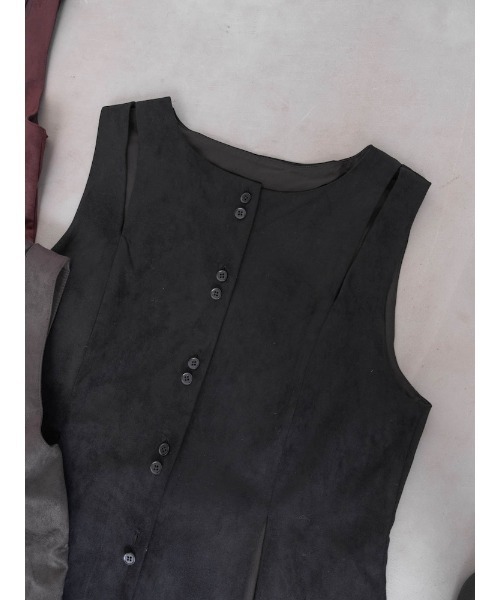 sahara(サハラ)の「【26AW PRE ORDER】Faux Suede Slit Vest(ベスト・レディース・ブラック/チャコール/ボルドー・FREE)」の21枚目の写真