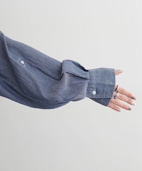 LARUTA（ラルータ）の「【LARUTA】ケミカル加工開襟デニムシャツ（シャツ/ブラウス・レディース・サックスブルー/ブルー・FREE）」の19枚目の写真