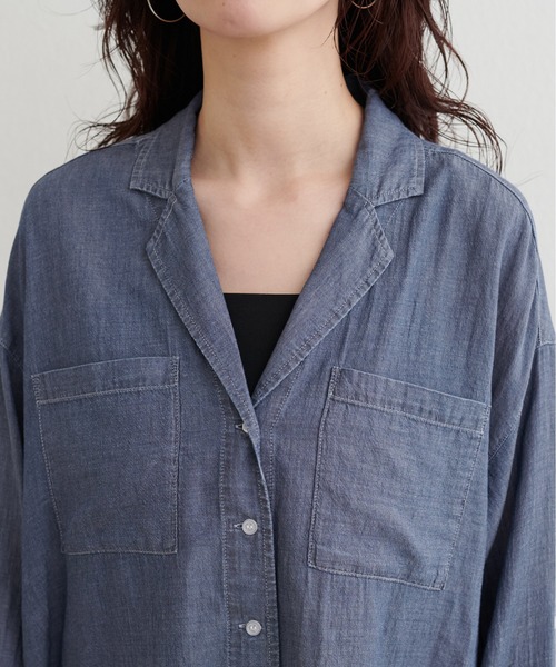LARUTA（ラルータ）の「【LARUTA】ケミカル加工開襟デニムシャツ（シャツ/ブラウス・レディース・サックスブルー/ブルー・FREE）」の18枚目の写真