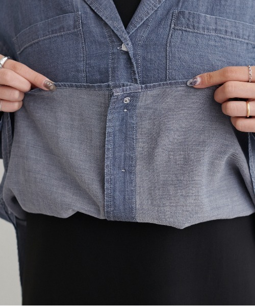 LARUTA（ラルータ）の「【LARUTA】ケミカル加工開襟デニムシャツ（シャツ/ブラウス・レディース・サックスブルー/ブルー・FREE）」の22枚目の写真