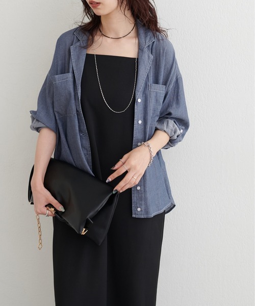 LARUTA（ラルータ）の「【LARUTA】ケミカル加工開襟デニムシャツ（シャツ/ブラウス・レディース・サックスブルー/ブルー・FREE）」の9枚目の写真