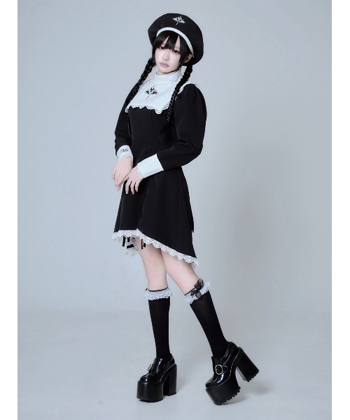 Grrr the Lipper(ガルルザリッパー)の「『Grrr the Lipper/ガルル・ザ・リッパー』シスターワンピース(ワンピース・レディース・ブラック×ホワイト・FREE)」の5枚目の写真