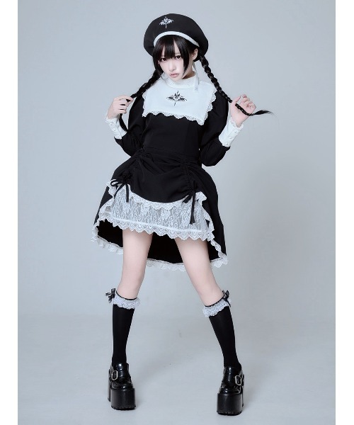 Grrr the Lipper(ガルルザリッパー)の「『Grrr the Lipper/ガルル・ザ・リッパー』シスターワンピース(ワンピース・レディース・ブラック×ホワイト・FREE)」の2枚目の写真