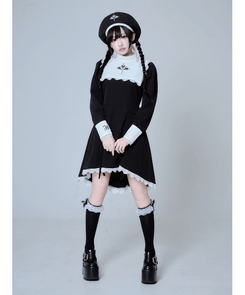Grrr the Lipper(ガルルザリッパー)の「『Grrr the Lipper/ガルル・ザ・リッパー』シスターワンピース(ワンピース・レディース・ブラック×ホワイト・FREE)」の3枚目の写真