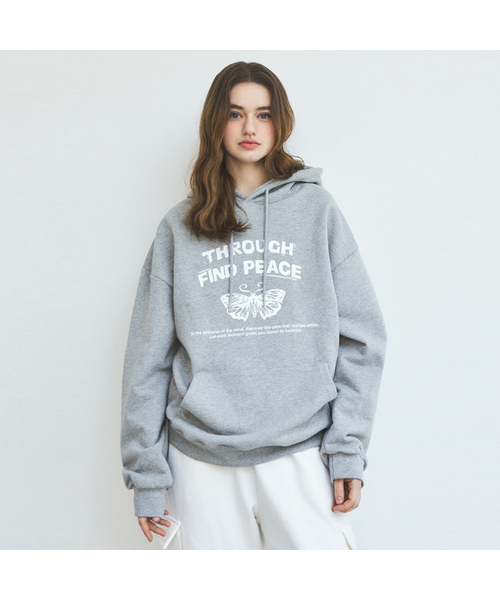 WEDNESDAYOASISFORWOMEN（ウェンズデー オアシス フォー ウーマン）の「W/アンデルセンアートワークフードスウェットシャツ_3カラー(W25-TP06)（パーカー・レディース・ホワイト×グレー/ライトグレー/チャコール・OS）」の2枚目の写真