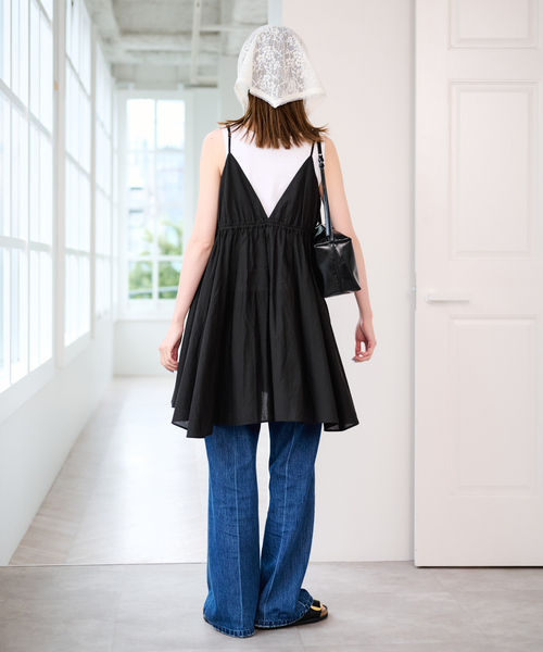 U by SPICK&SPAN（ユーバイスピックアンドスパン）の「コットンキャミチュニックワンピース（ワンピース・レディース・ホワイト/ブラック・FREE）」の6枚目の写真
