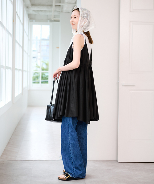 U by SPICK&SPAN（ユーバイスピックアンドスパン）の「コットンキャミチュニックワンピース（ワンピース・レディース・ホワイト/ブラック・FREE）」の7枚目の写真