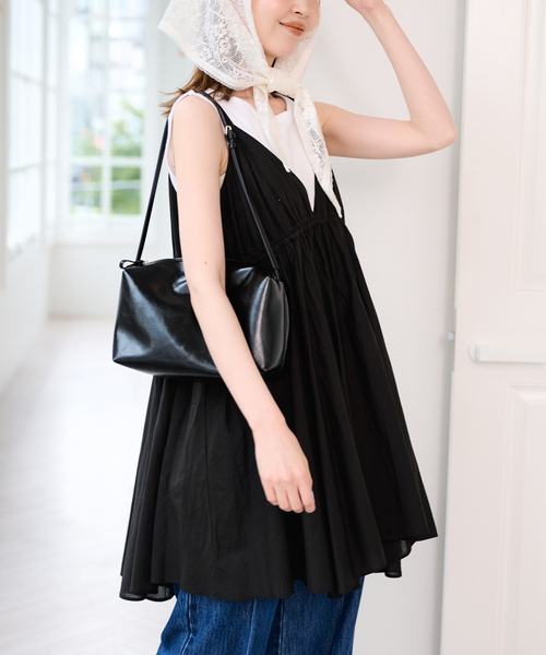 U by SPICK&SPAN（ユーバイスピックアンドスパン）の「コットンキャミチュニックワンピース（ワンピース・レディース・ホワイト/ブラック・FREE）」の9枚目の写真