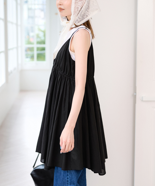 U by SPICK&SPAN（ユーバイスピックアンドスパン）の「コットンキャミチュニックワンピース（ワンピース・レディース・ホワイト/ブラック・FREE）」の11枚目の写真