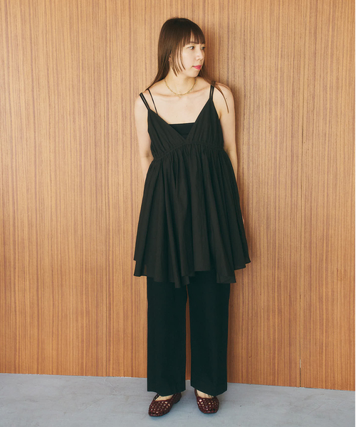 U by SPICK&SPAN（ユーバイスピックアンドスパン）の「コットンキャミチュニックワンピース（ワンピース・レディース・ホワイト/ブラック・FREE）」の13枚目の写真