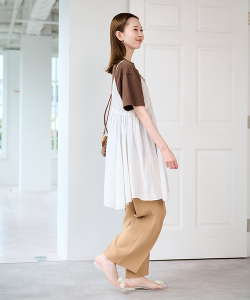 U by SPICK&SPAN（ユーバイスピックアンドスパン）の「コットンキャミチュニックワンピース（ワンピース・レディース・ホワイト/ブラック・FREE）」の18枚目の写真