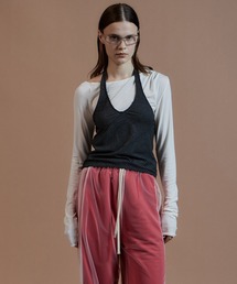 【2026Autumn PRE-ORDER】Border Halter Layered Off-Shoulder Top/ボーダーホルターレイヤードオフショルTOP