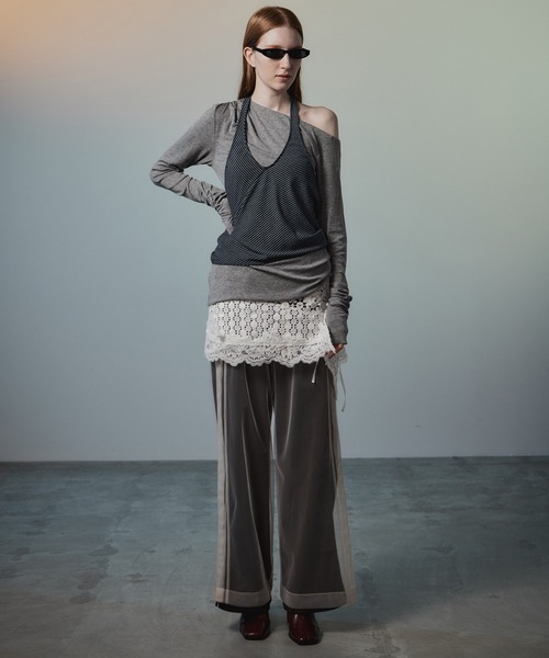 MAISON SPECIAL(メゾンスペシャル)の「【2026Autumn PRE-ORDER】Border Halter Layered Off-Shoulder Top/ボーダーホルターレイヤードオフショルTOP(Tシャツ/カットソー・レディース・ホワイト/グレー/ブラック・FREE)」の10枚目の写真