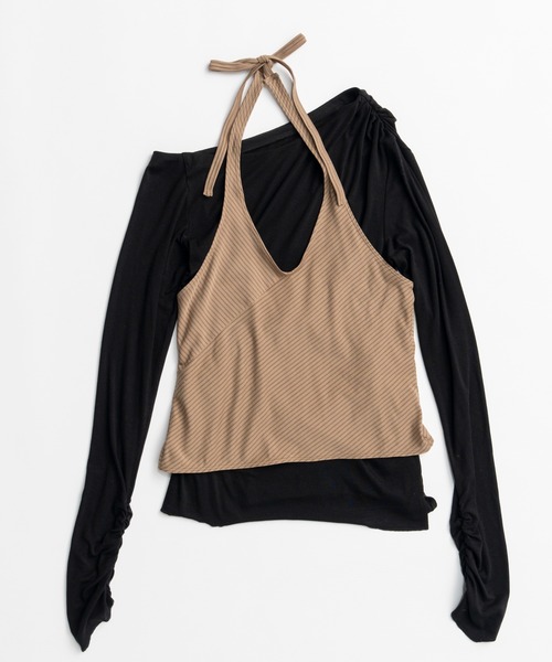 MAISON SPECIAL(メゾンスペシャル)の「【2026Autumn PRE-ORDER】Border Halter Layered Off-Shoulder Top/ボーダーホルターレイヤードオフショルTOP(Tシャツ/カットソー・レディース・ホワイト/グレー/ブラック・FREE)」の16枚目の写真