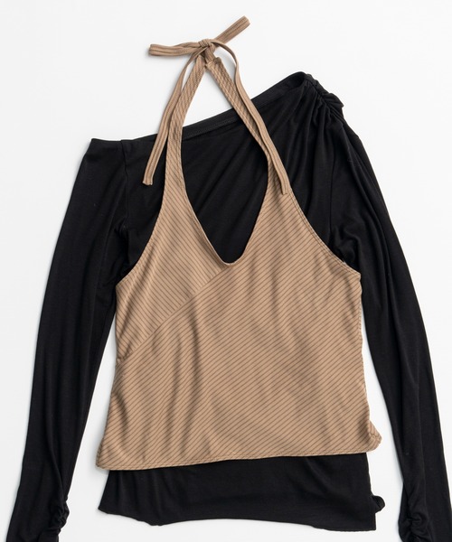 MAISON SPECIAL(メゾンスペシャル)の「【2026Autumn PRE-ORDER】Border Halter Layered Off-Shoulder Top/ボーダーホルターレイヤードオフショルTOP(Tシャツ/カットソー・レディース・ホワイト/グレー/ブラック・FREE)」の17枚目の写真