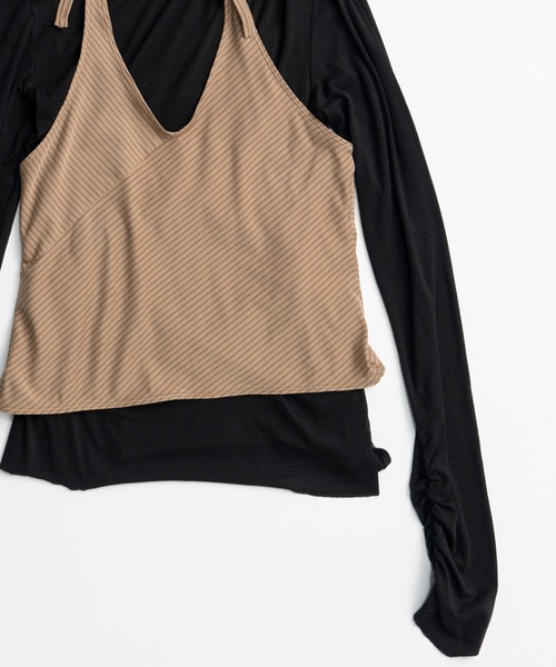 MAISON SPECIAL(メゾンスペシャル)の「【2026Autumn PRE-ORDER】Border Halter Layered Off-Shoulder Top/ボーダーホルターレイヤードオフショルTOP(Tシャツ/カットソー・レディース・ホワイト/グレー/ブラック・FREE)」の18枚目の写真