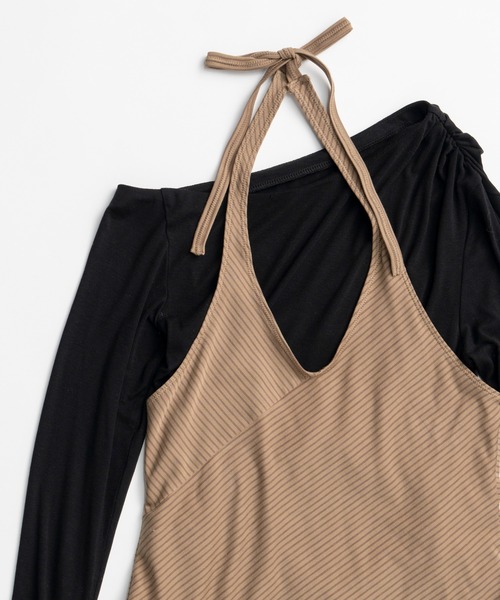 MAISON SPECIAL(メゾンスペシャル)の「【2026Autumn PRE-ORDER】Border Halter Layered Off-Shoulder Top/ボーダーホルターレイヤードオフショルTOP(Tシャツ/カットソー・レディース・ホワイト/グレー/ブラック・FREE)」の19枚目の写真