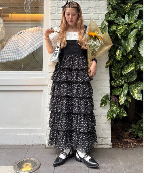 Wcloset フリルティアードジャンパースカート ワンピース w closet（ダブルクローゼット）の「フリルティアードジャンパー