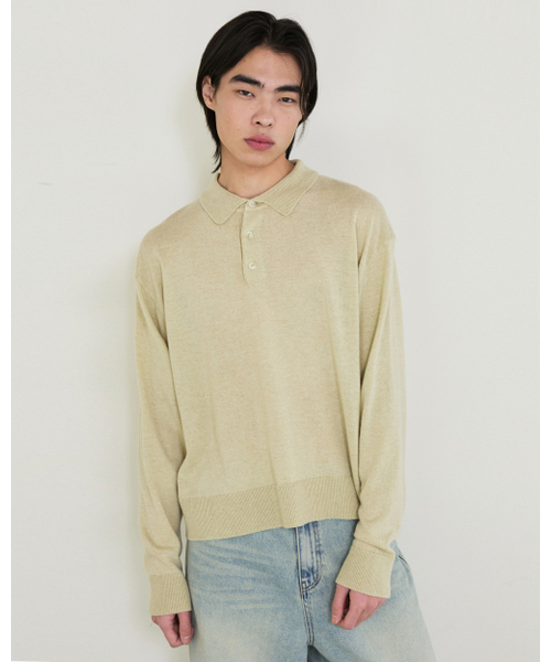 THEENDQUESTION(ジエンドクエスチョン)の「Wool linen collar knit top / LIGHT GREEN(ニット/セーター・レディース・その他・1/2)」の2枚目の写真