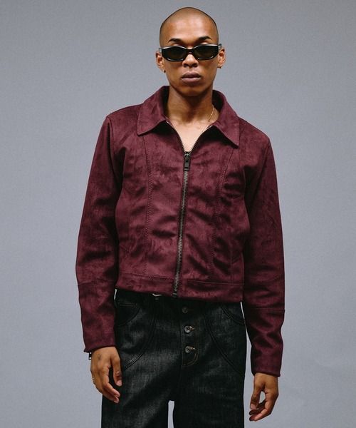 ANDER HUNK(アンダーハンク)の「Faux Suede Riders Compact Jacket /フェイクスエードライダースコンパクトジャケット(ブルゾン・メンズ・バーガンディー/ブラウン・LARGE/MEDIUM/SMALL)」の3枚目の写真