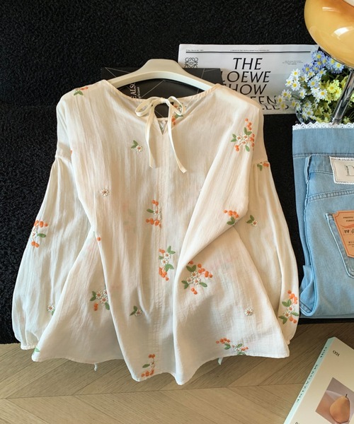 AMAJI（アマジ）の「刺繍 リネン ルーズ シアーシャツジャケット（シャツ/ブラウス・レディース・ベージュ・X-LARGE/LARGE/MEDIUM/SMALL）」の3枚目の写真