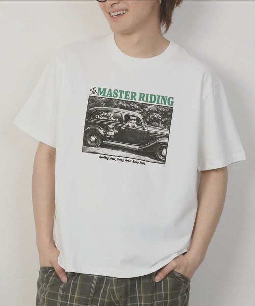 Bleu Bleuet(ブルーブルーエ)の「catフォトTシャツ(Tシャツ/カットソー・レディース・ホワイト/クリーム/ネイビー・M)」の1枚目の写真
